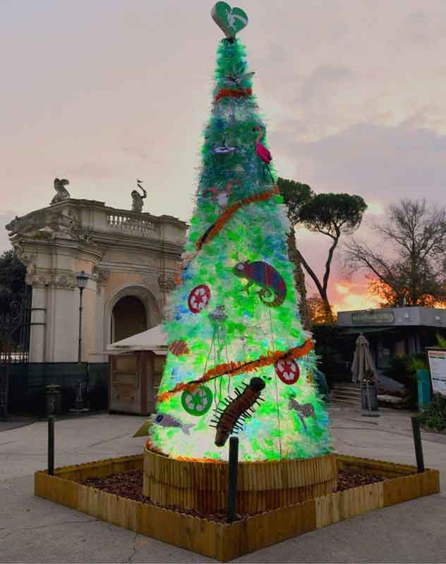 Festività natalizie: al Bioparco l'albero del riciclo.